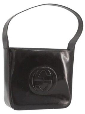 GUCCI Shoulder Bag Patent leather Brown Silver 000 0506 Auth ep15044